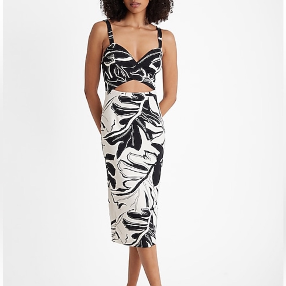 Printed Cutout Sleeveless Midi Dress